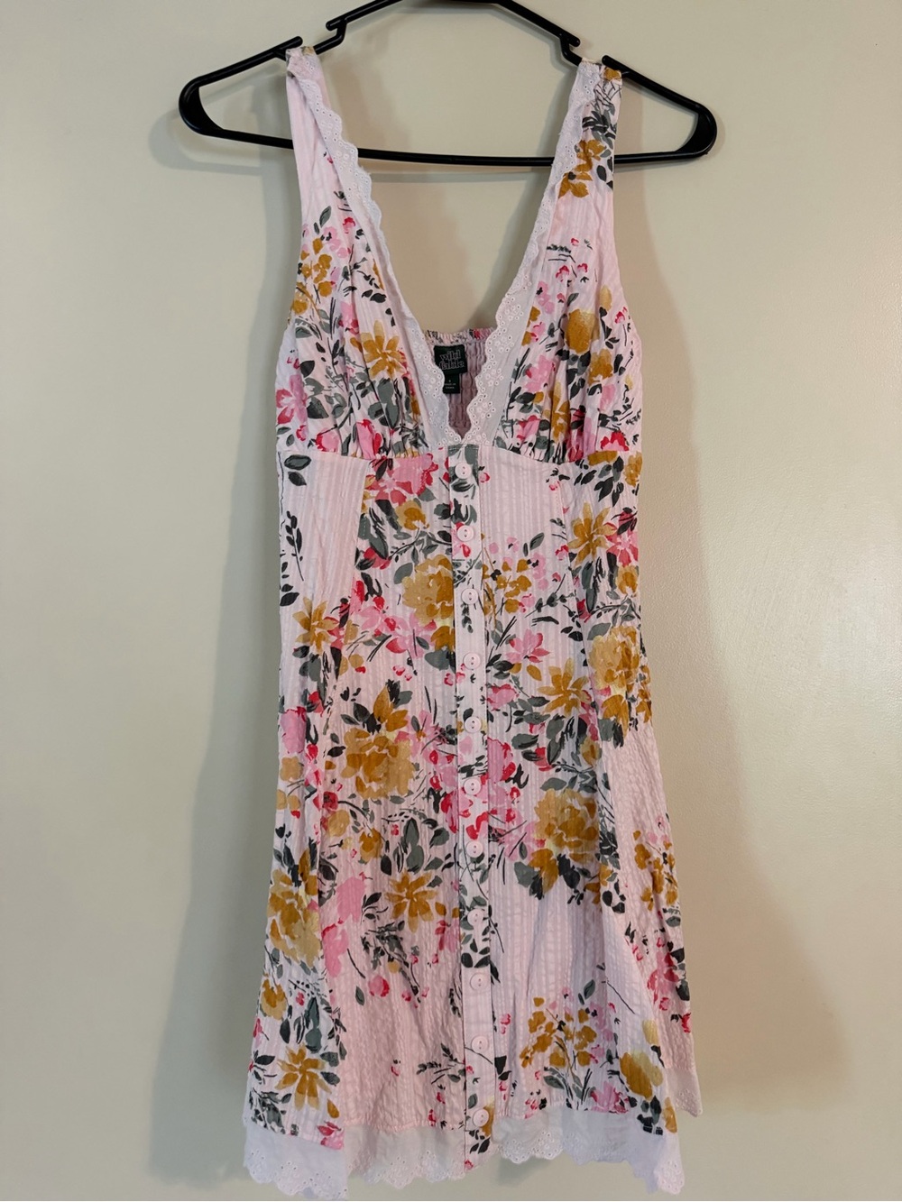 wild fable Pink Floral Mini Dress with Yellow and Green Accents